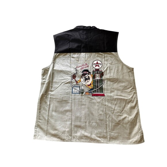 Looney Tunes Acme Garage VTG Embroidered Full Zip Shirt/Vest Taz Bugs Tweety LG - Picture 2 of 11